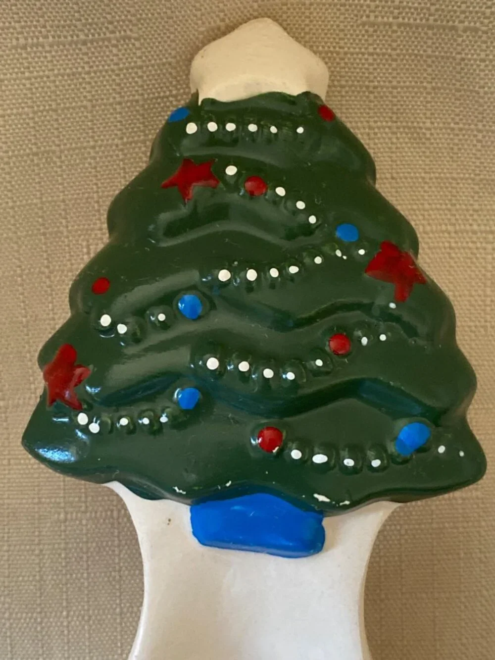 Christmas tree spoon  rest ceramic 8 inches kitchen tool vintage retro